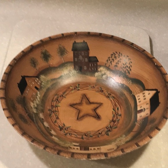 Other - Hand painted wooden bowl.